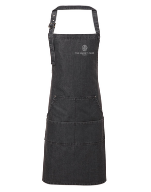 Premier jean stitch denim apron in black denim
