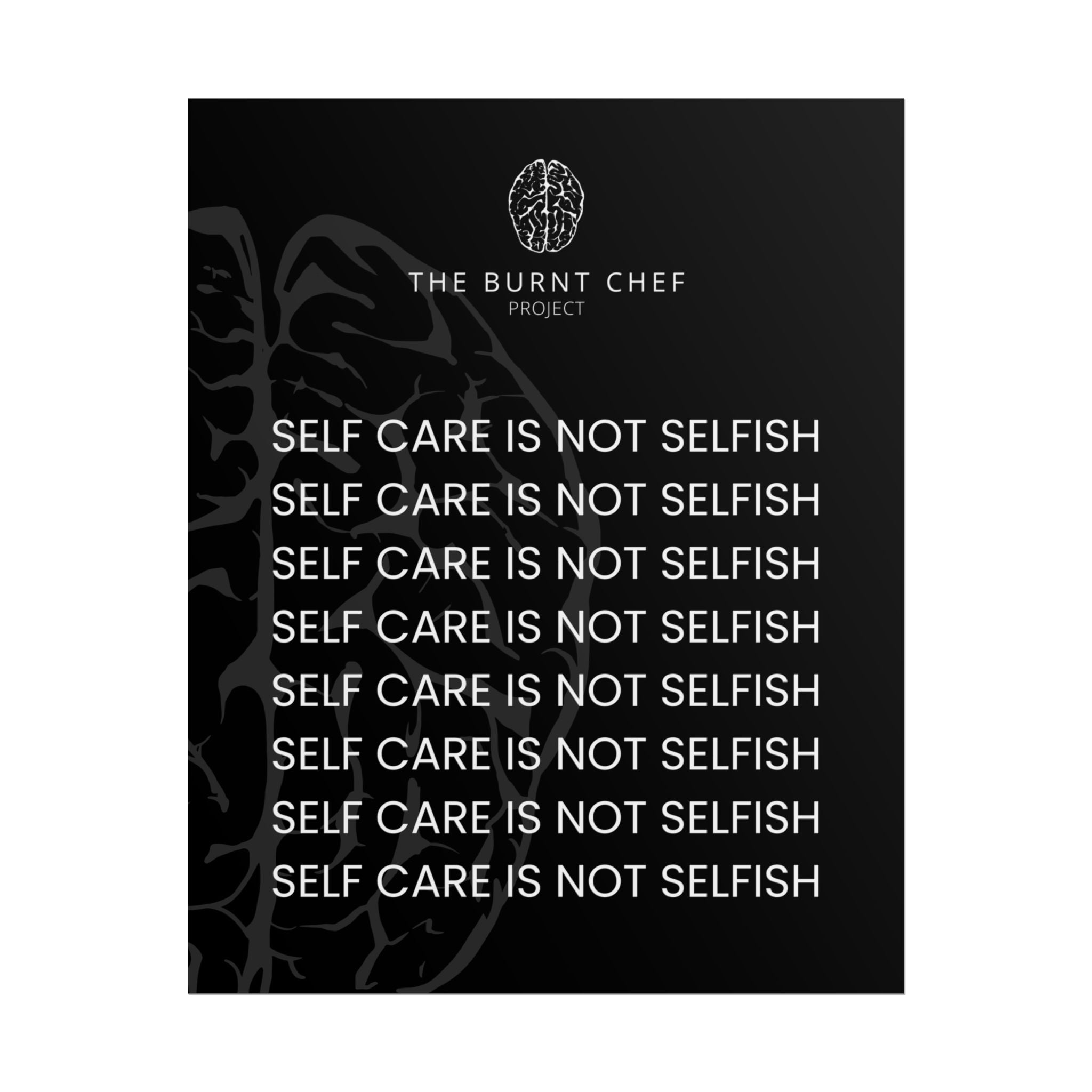 Chef's Motivational Wall Art - Self Care Isn't Selfish Poster