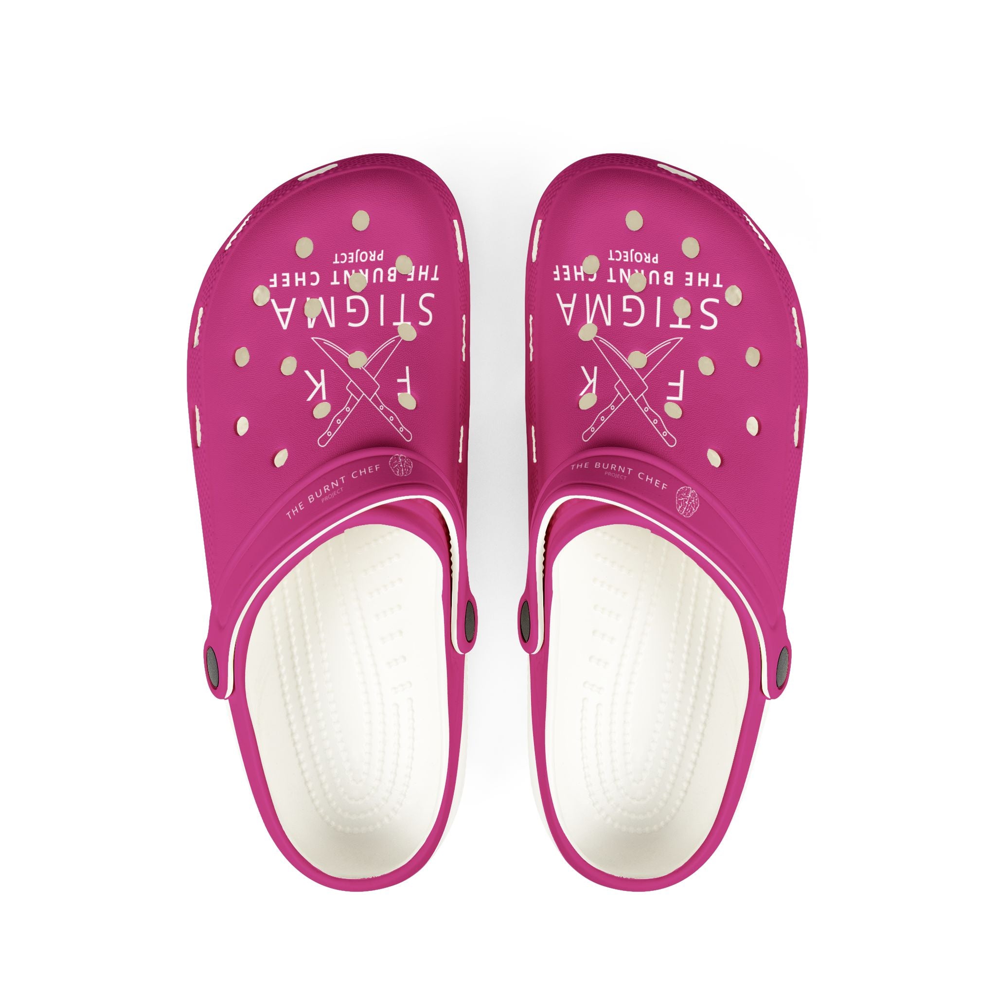 Strawberry FK Stigma Logo Clogs — EVA Foam Kitchen Shoes for Hospitality Pros