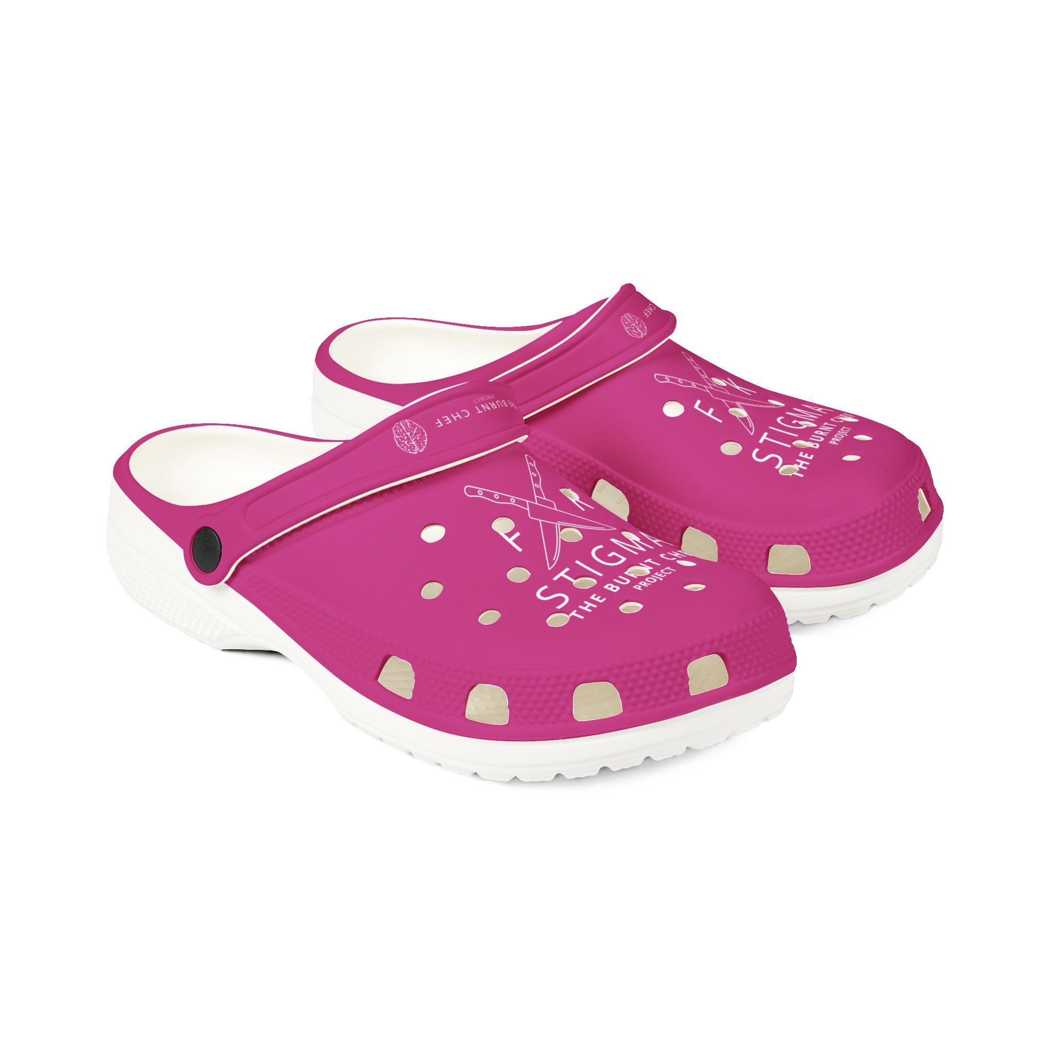 Strawberry FK Stigma Logo Clogs — EVA Foam Kitchen Shoes for Hospitality Pros