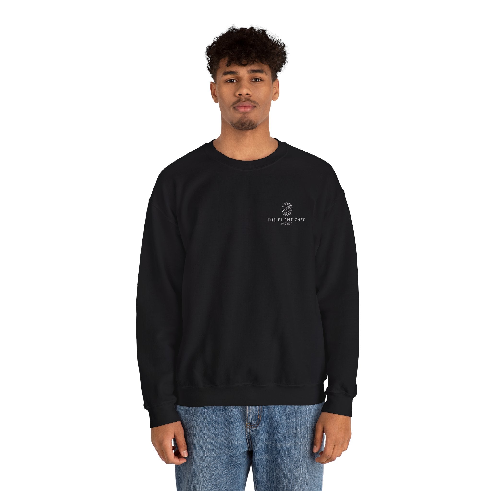 Burnt Chef Mental Health Crewneck Sweatshirt — Conversation Starter (Supports Free Therapy)