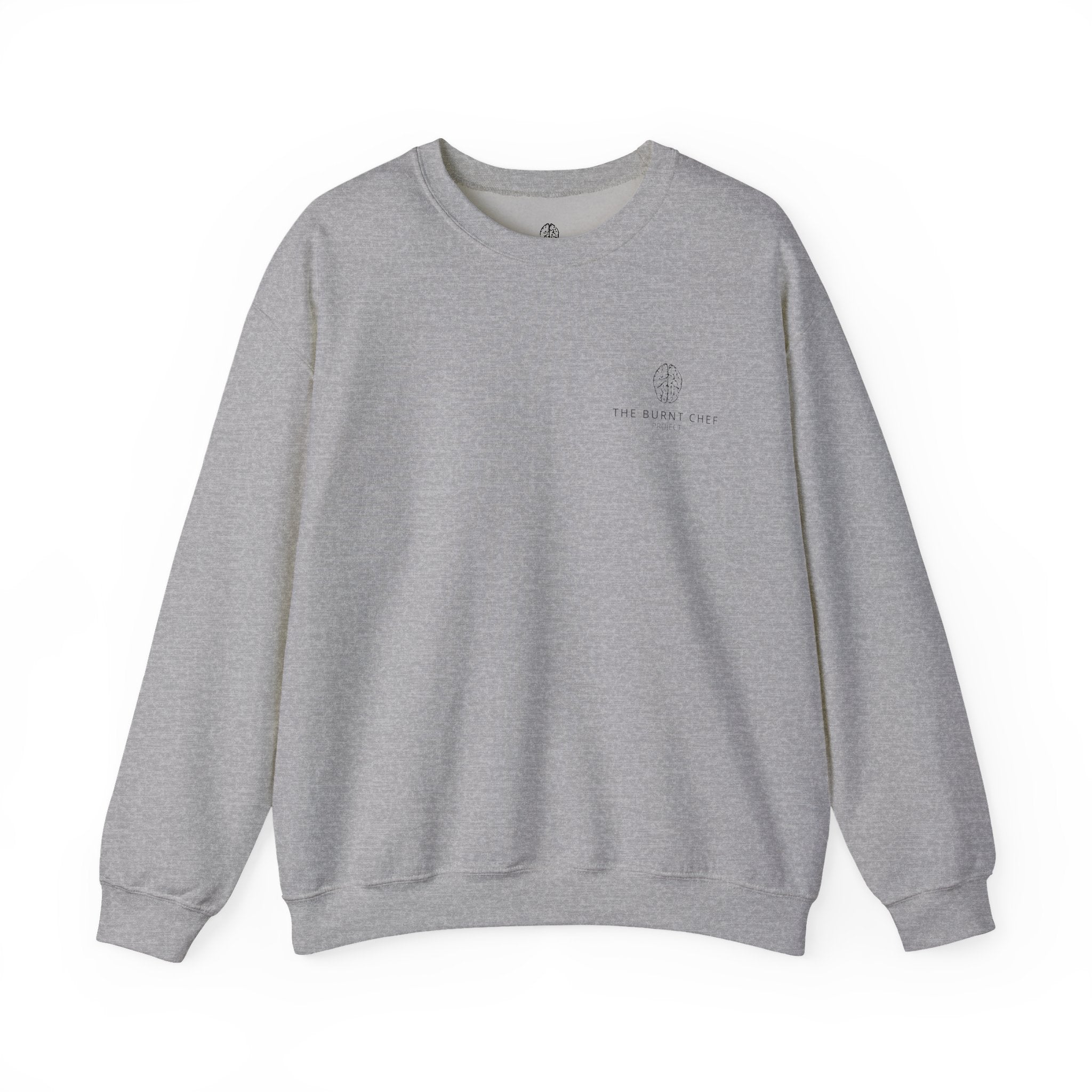Burnt Chef Mental Health Crewneck Sweatshirt — Conversation Starter (Supports Free Therapy)