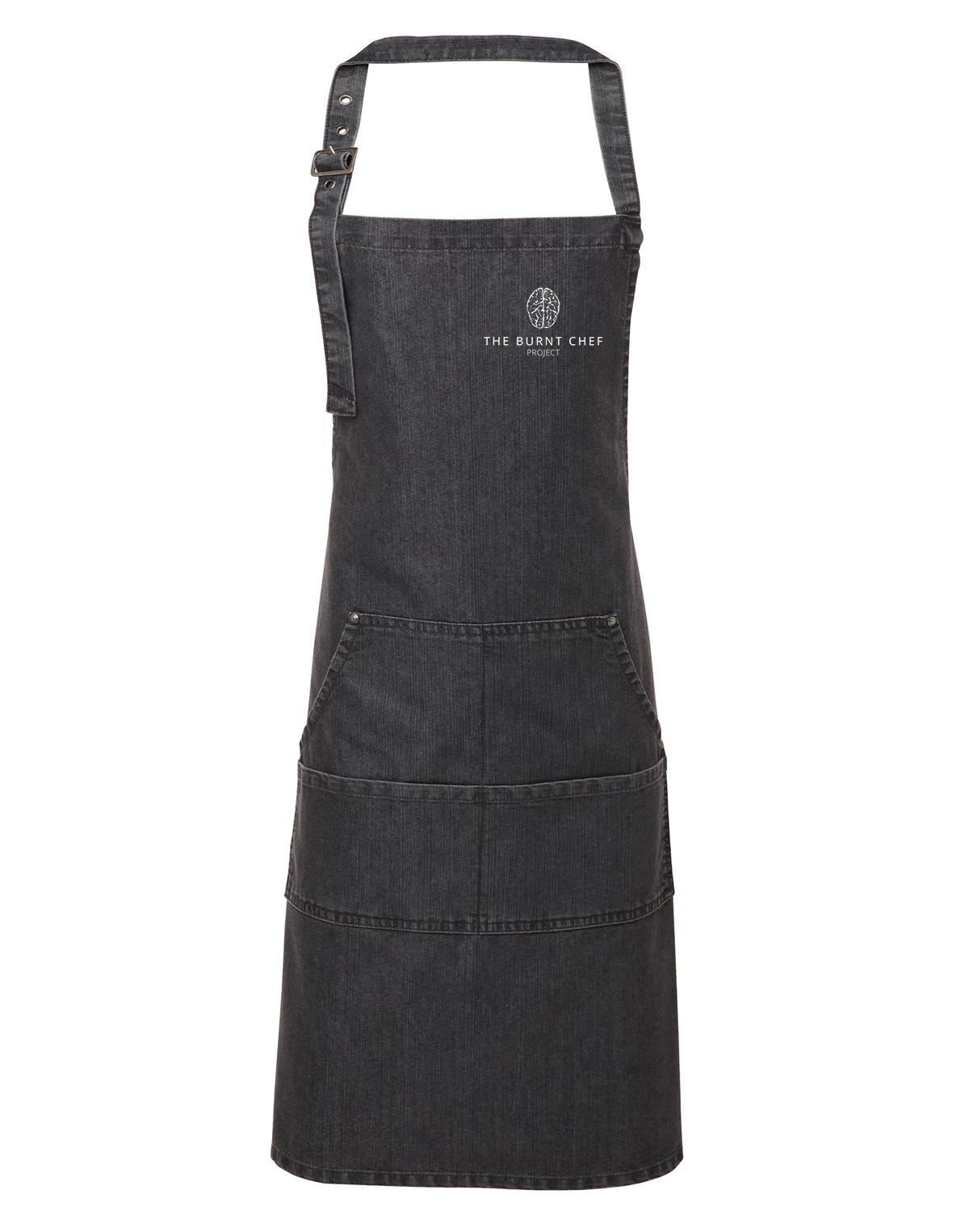 Premier jean stitch denim apron in black denim