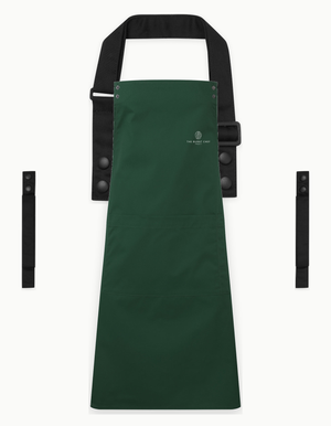 Bottle Green Swap & Pop apron with Black straps, left chest logo