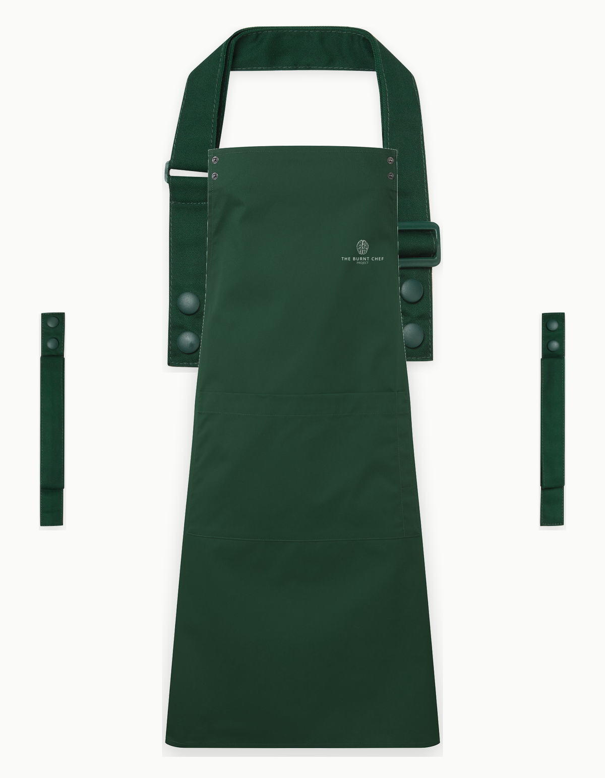 Bottle Green Swap & Pop apron with Bottle Green straps, left chest logo